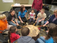 Cow Creek students in a drumming class